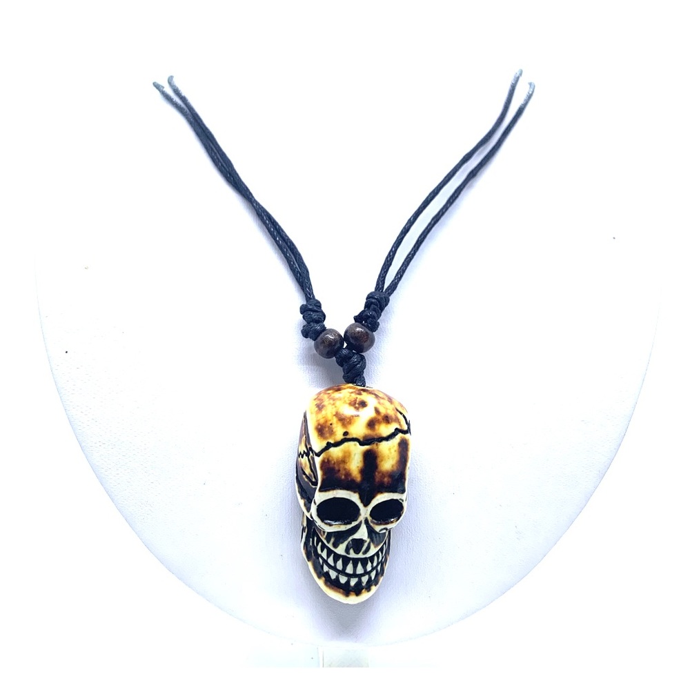 Skull Leather Ox-Bone Necklace.